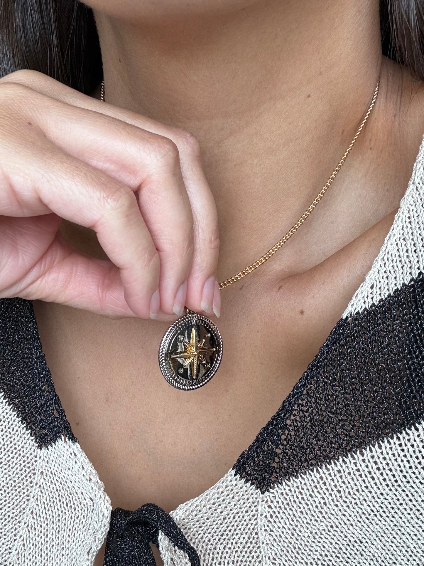 Silver Compass Necklace