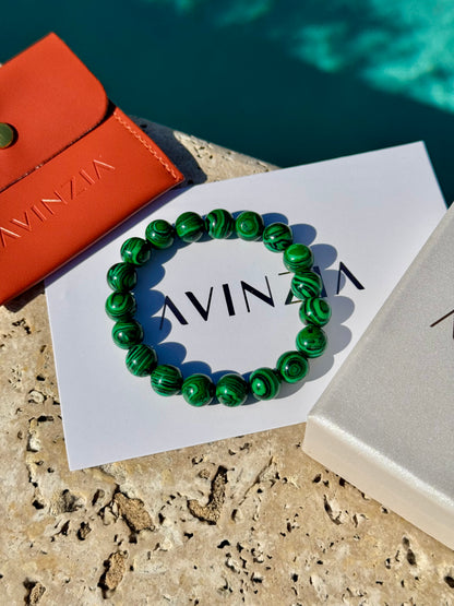 Vibrant green malachite stretch bracelet – AVINZIA jewelry