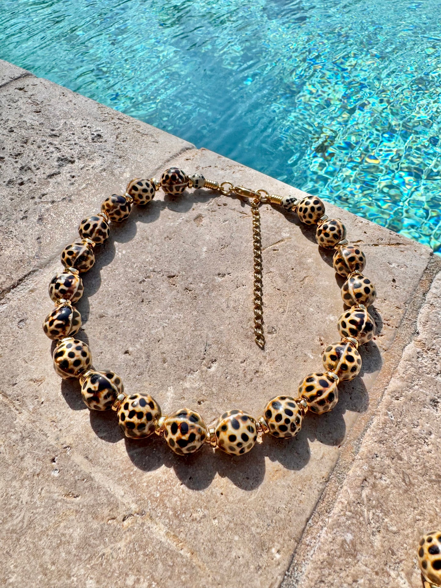 Glazed Leopard Porcelain Necklace