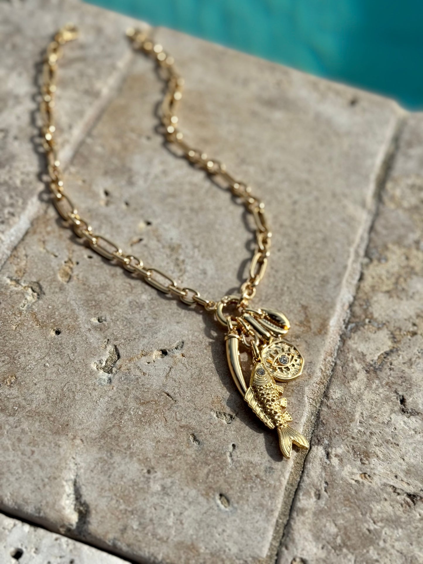 Cluster Fish Charm Necklace