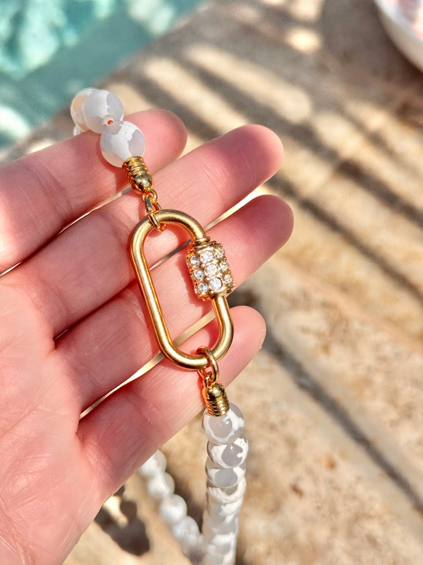 10mm White Zebra Agate Necklace