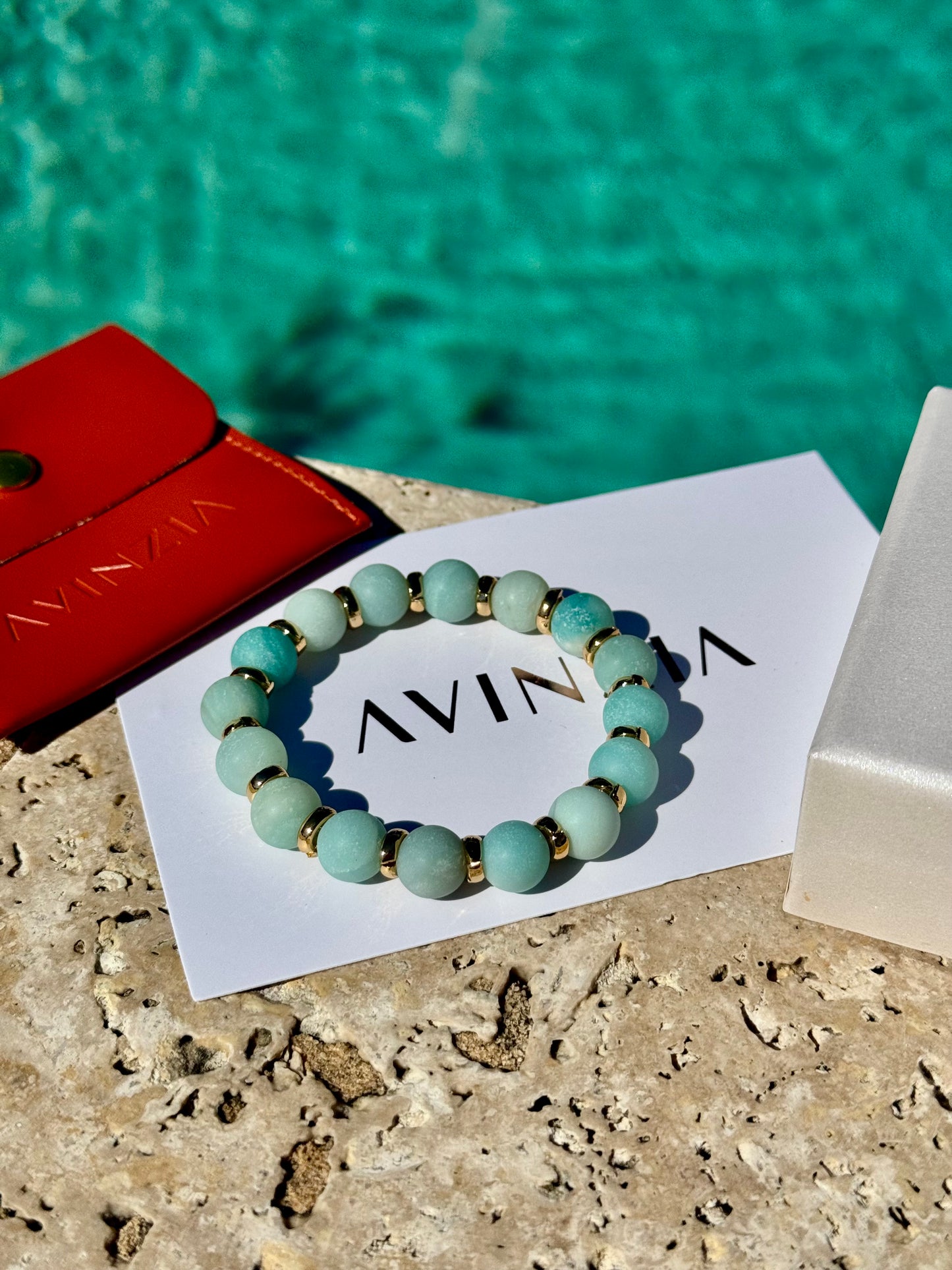 Frosted Amazonite Gold Links Bracelet