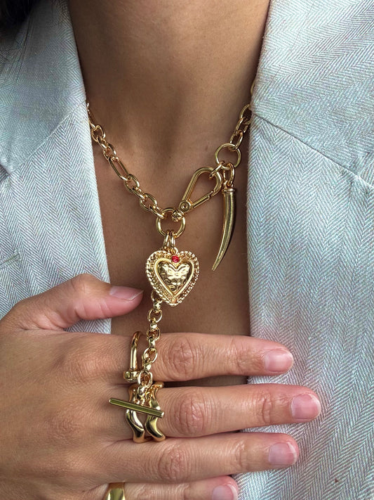 T Bar Heart Necklace Charm