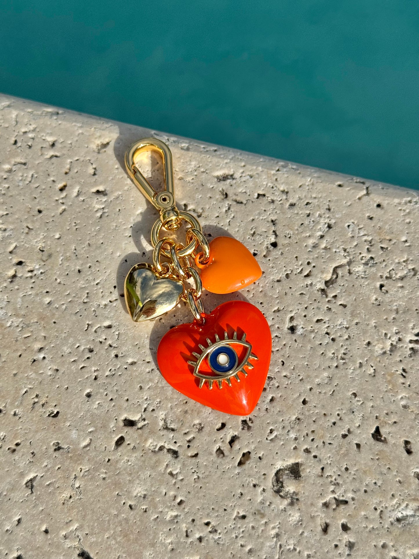 Evil Eye Heart Bag Charm