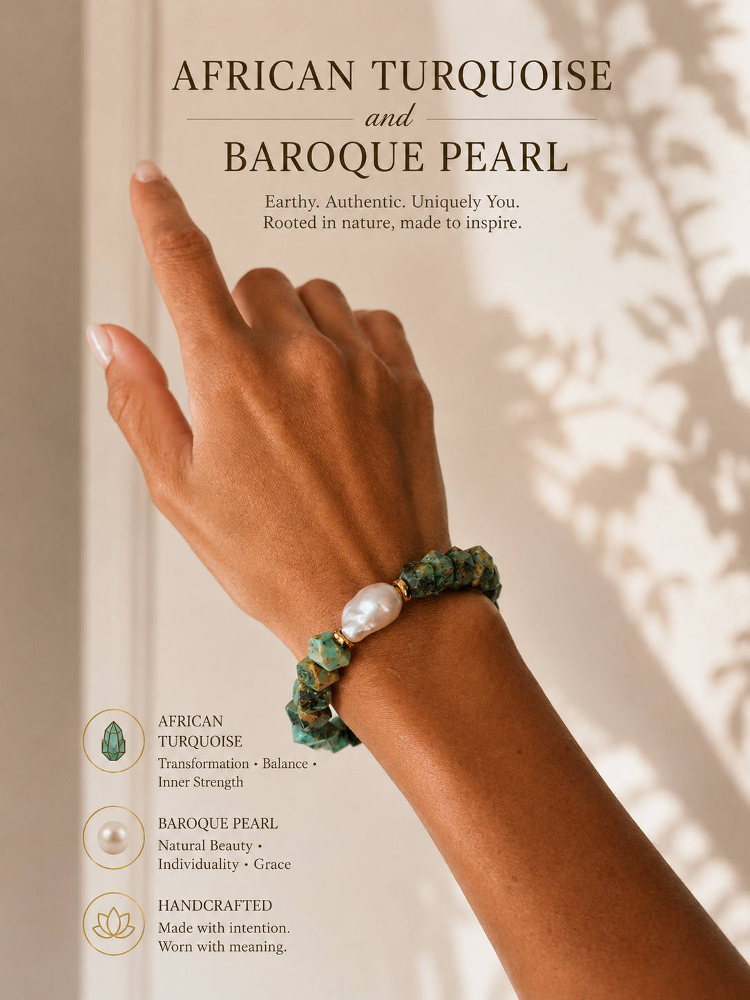 Nugget Gemstone & Baroque Pearl Bracelet