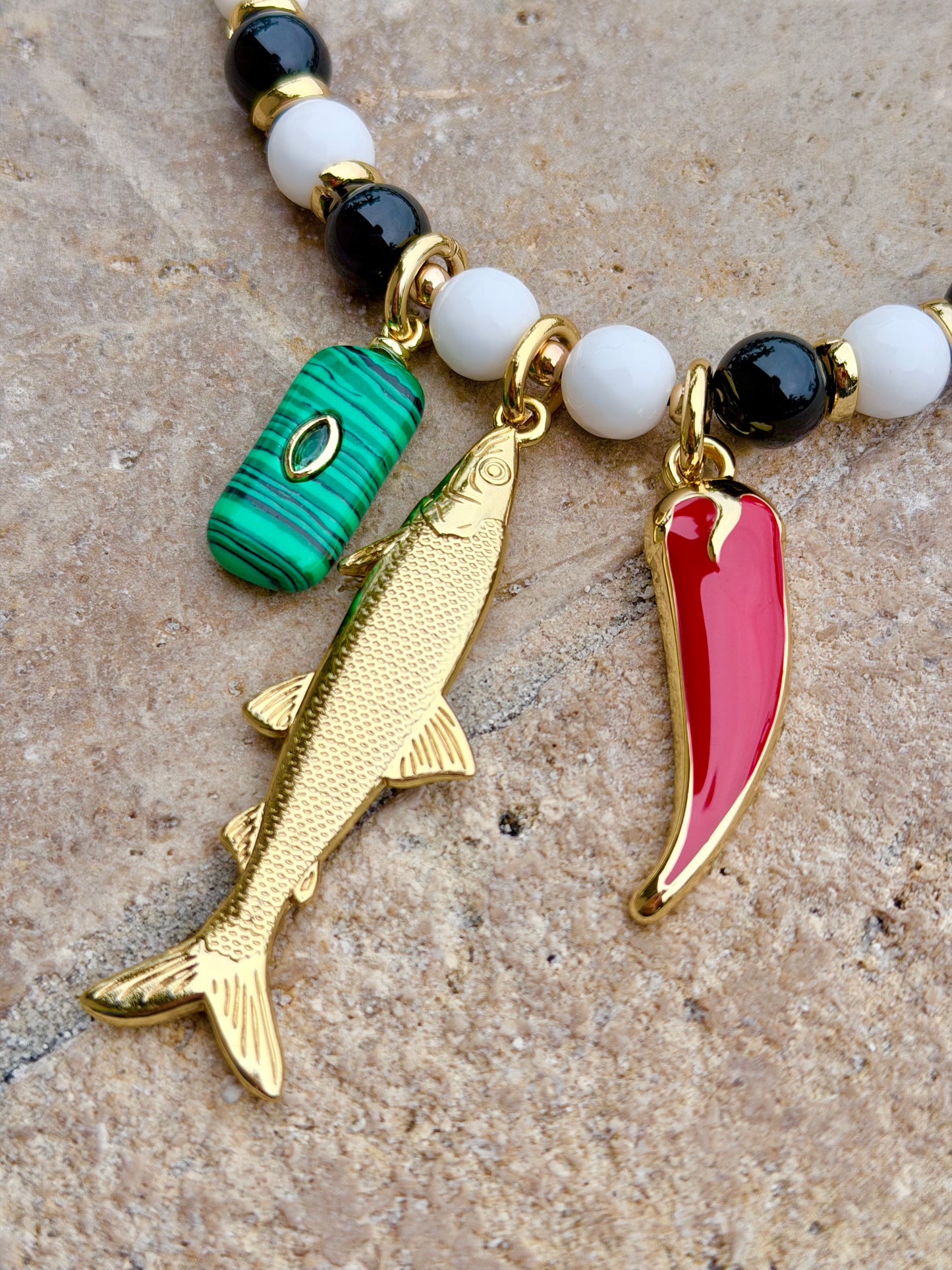 Black & White Fish Necklace