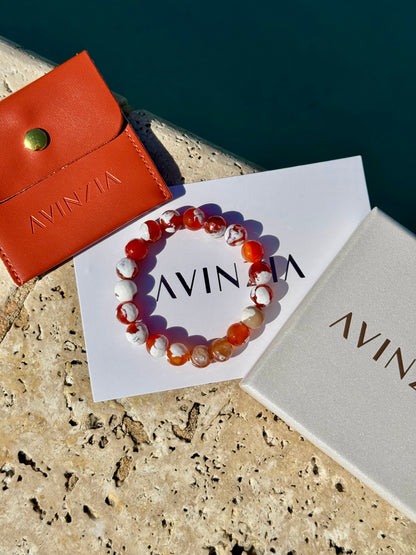 Natural fire agate stretch bracelet by AVINZIA