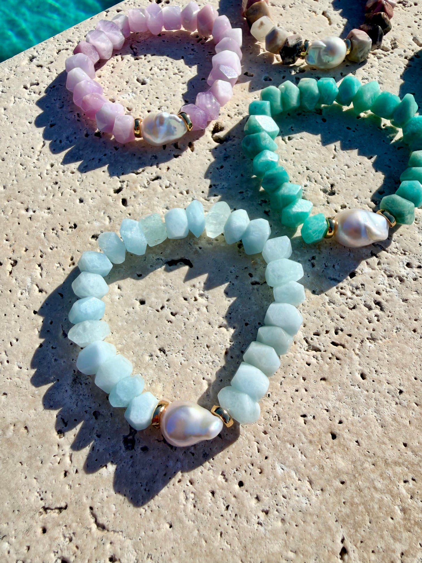 Nugget Gemstone & Baroque Pearl Bracelet