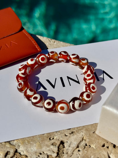 Handmade 10mm faceted brown eye agate bead bracelet – AVINZIA