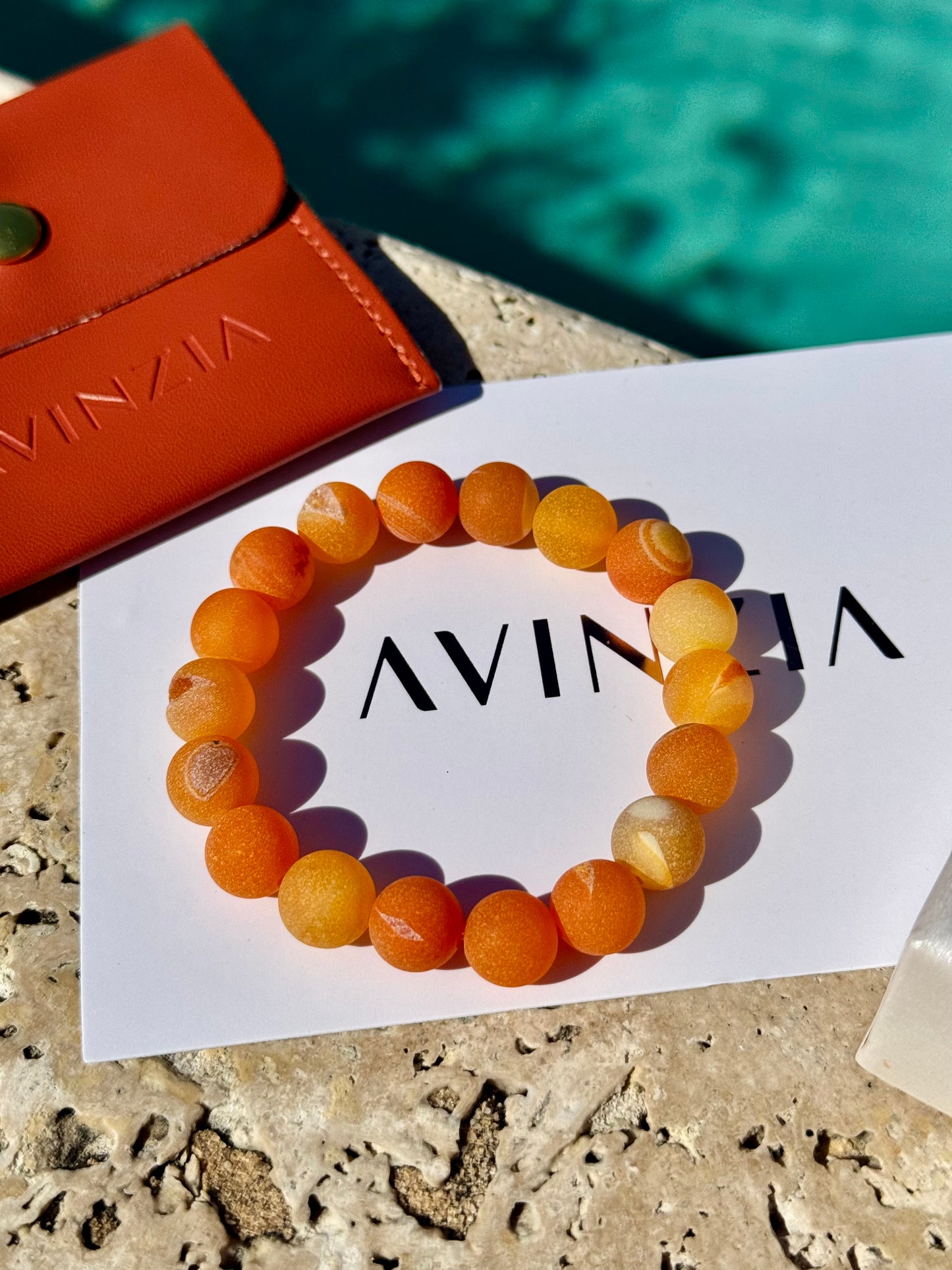 Frosted Orange Agate Bracelet