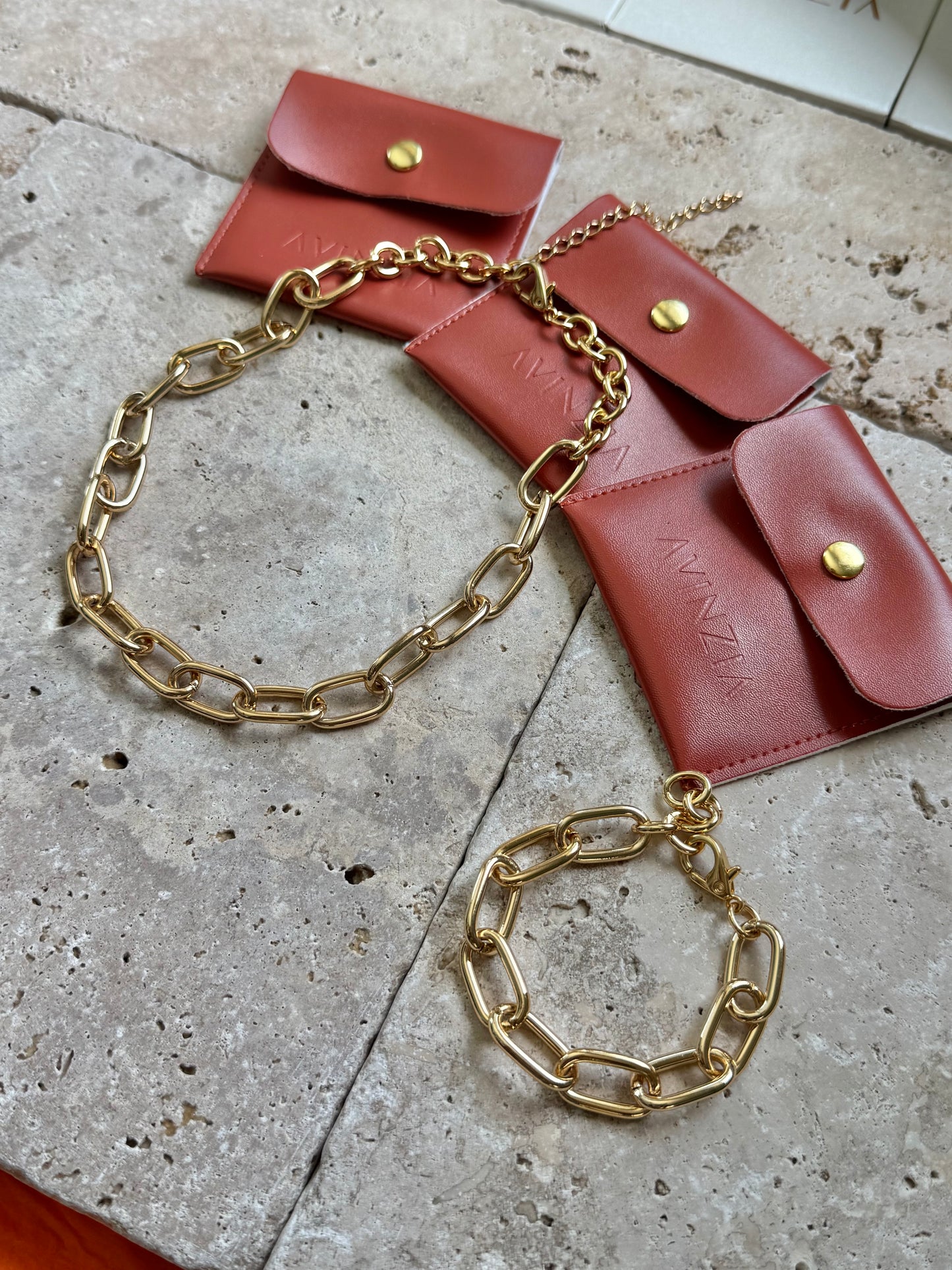 Link Chain Bracelet & Necklace Set