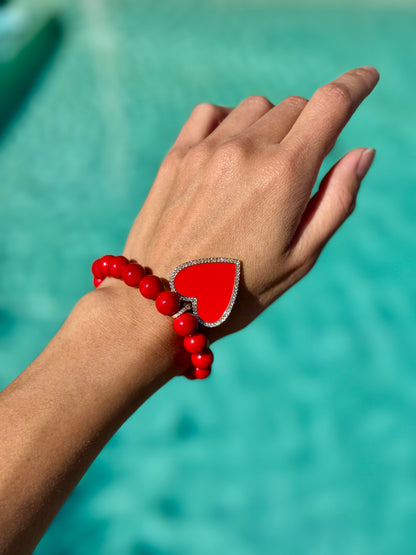 Red jade beaded stretch bracelet – AVINZIA