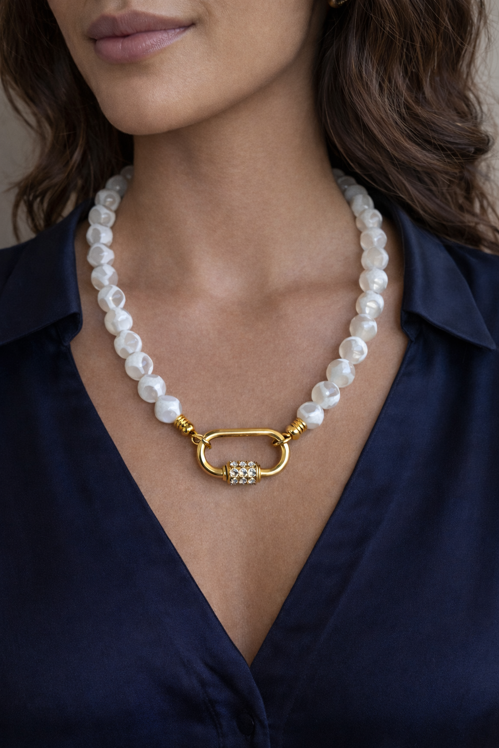 10mm White Zebra Agate Necklace