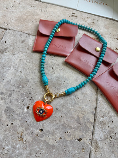 18" Heart Eye Charm Necklace