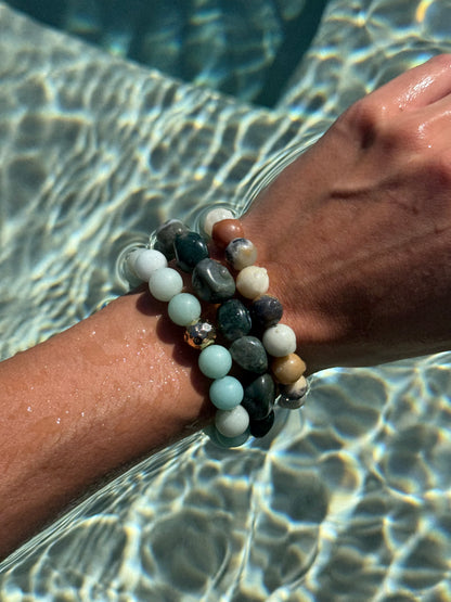 Moss agate beaded bracelet – AVINZIA