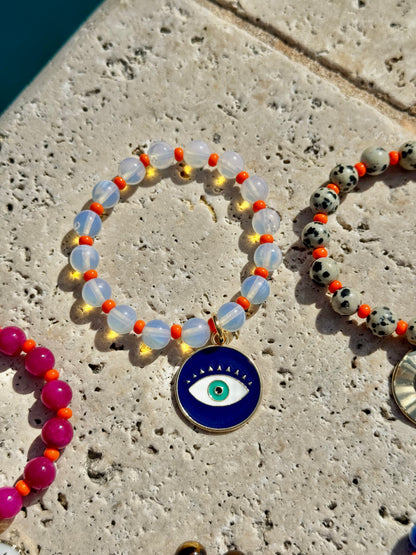 Colorful gemstone bead arm candy bracelet by AVINZIA — handmade coastal jewelry