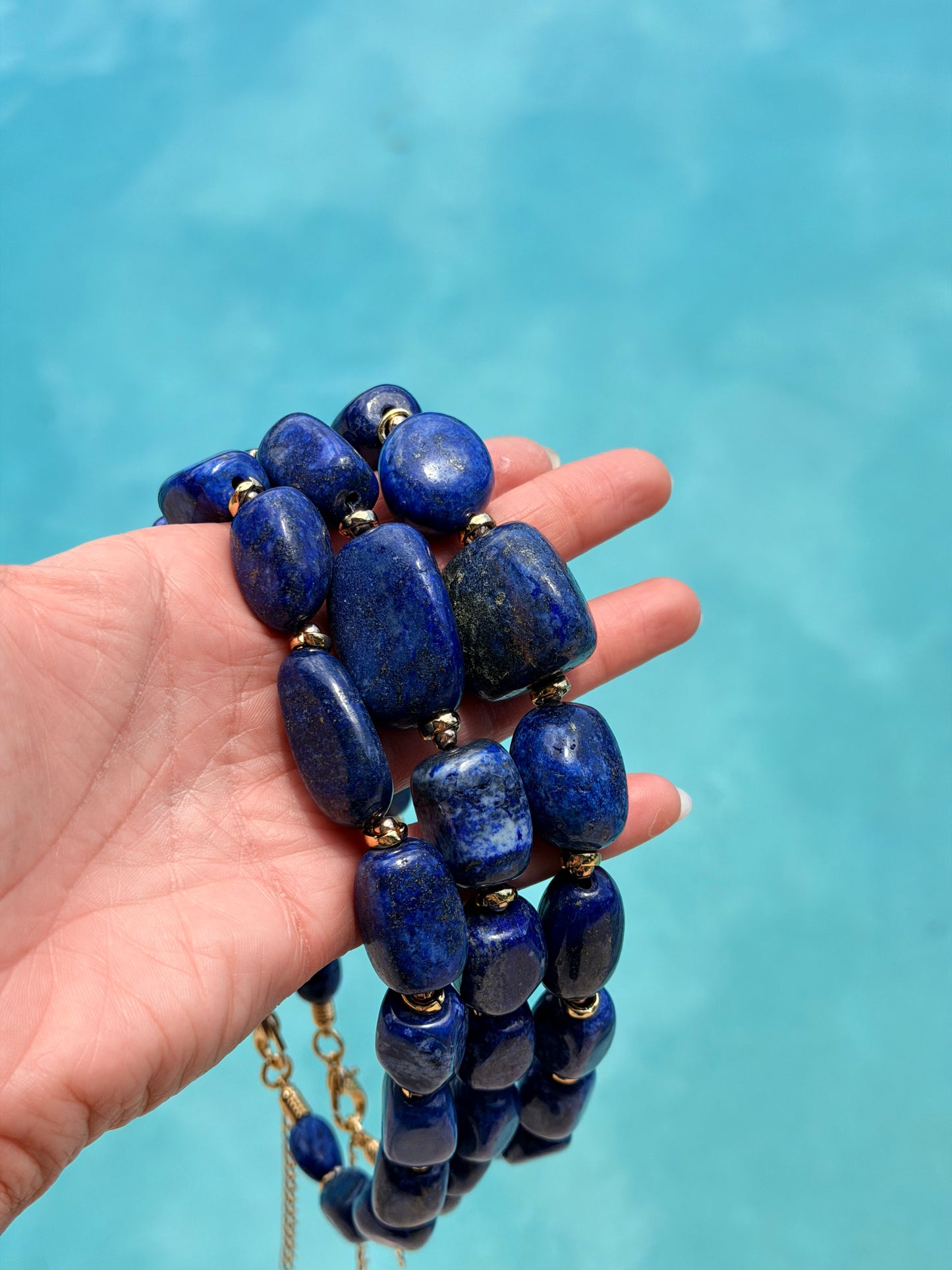 Natural Tumbled Lapis Lazuli Necklace