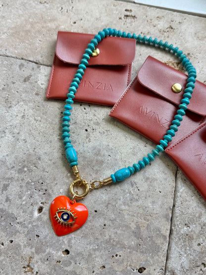 18" Heart Eye Charm Necklace