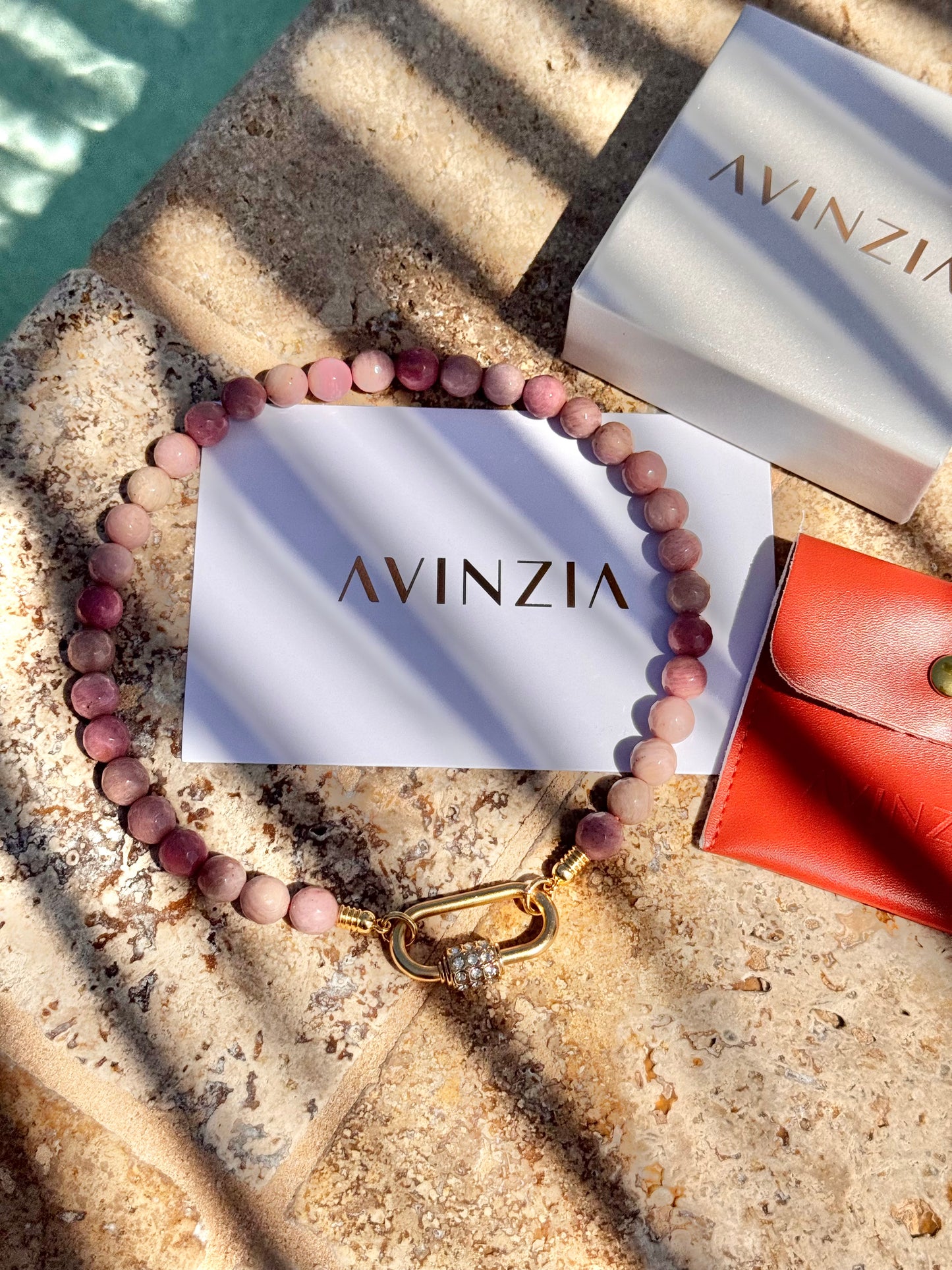 10mm Faceted Rhodonite Necklace