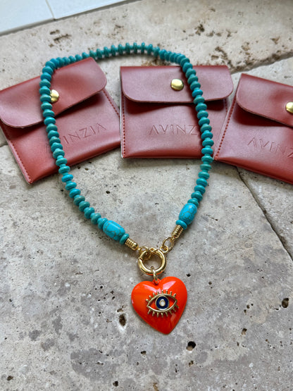 18" Heart Eye Charm Necklace