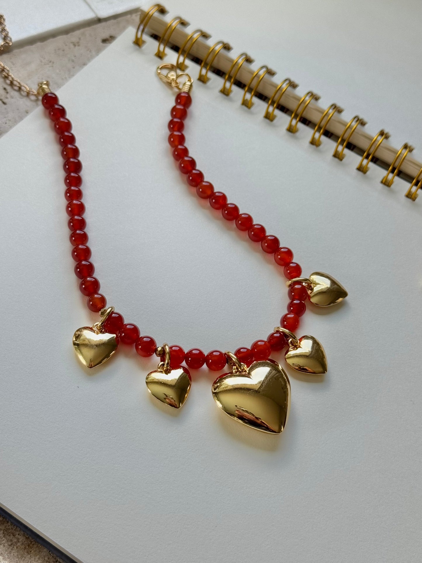 Red Jade Love Heart Necklace Set