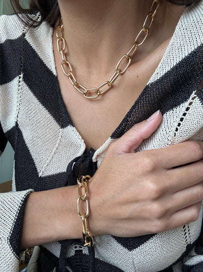 Link Chain Bracelet & Necklace Set