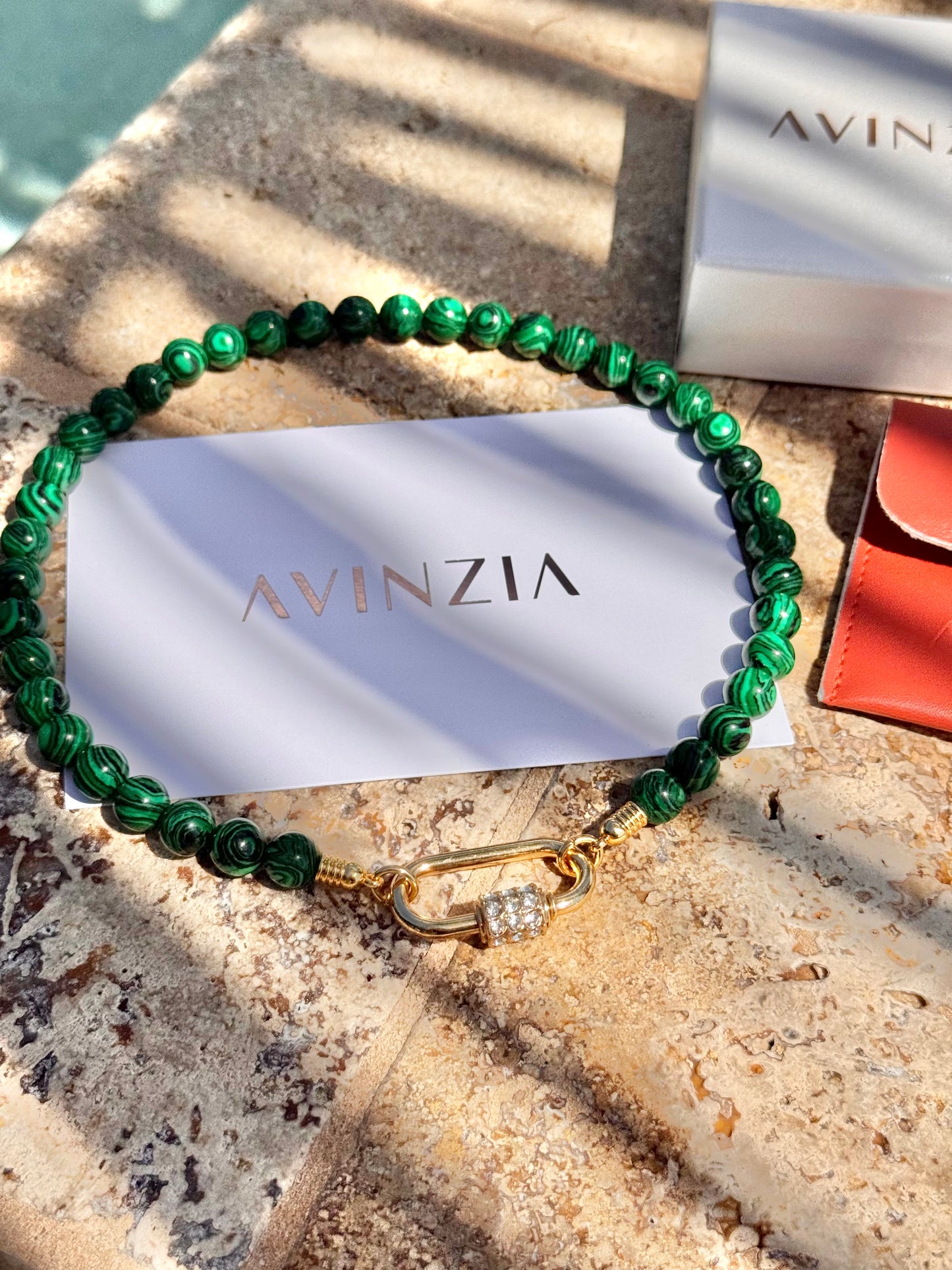 10mm Faux Malachite Necklace