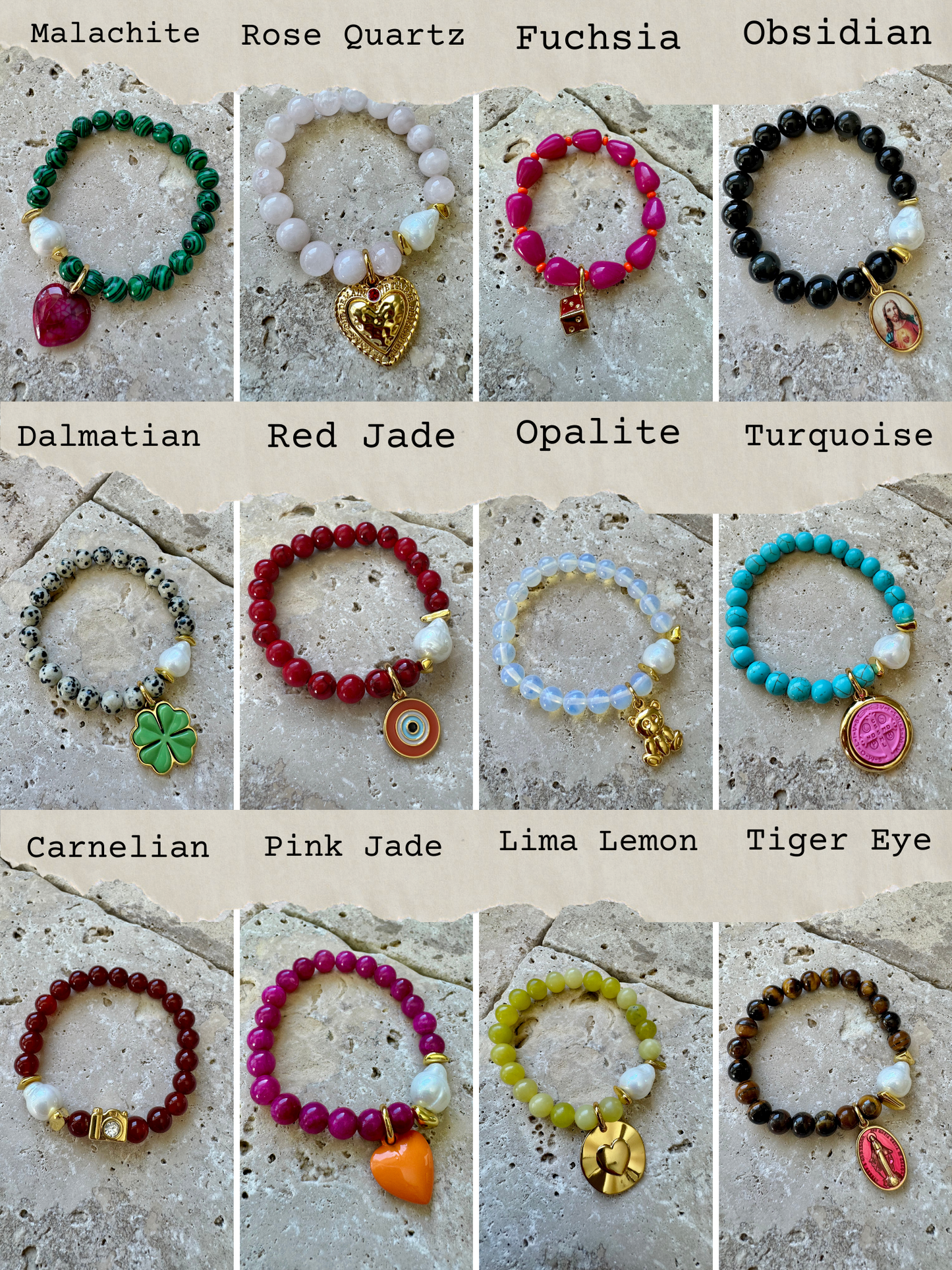 Custom Gemstone Charm Bracelet