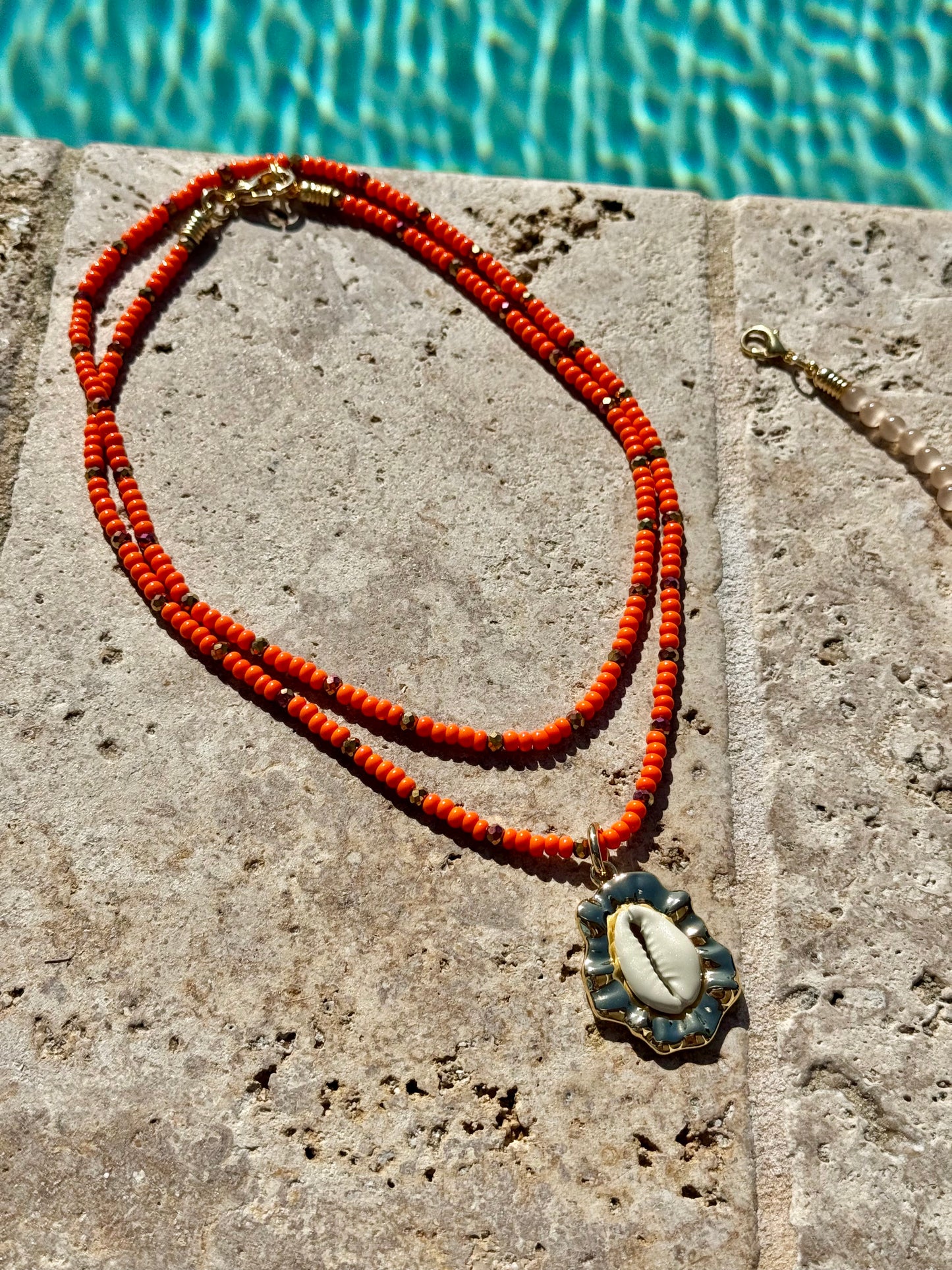 Orange Cowrie Shell Chain