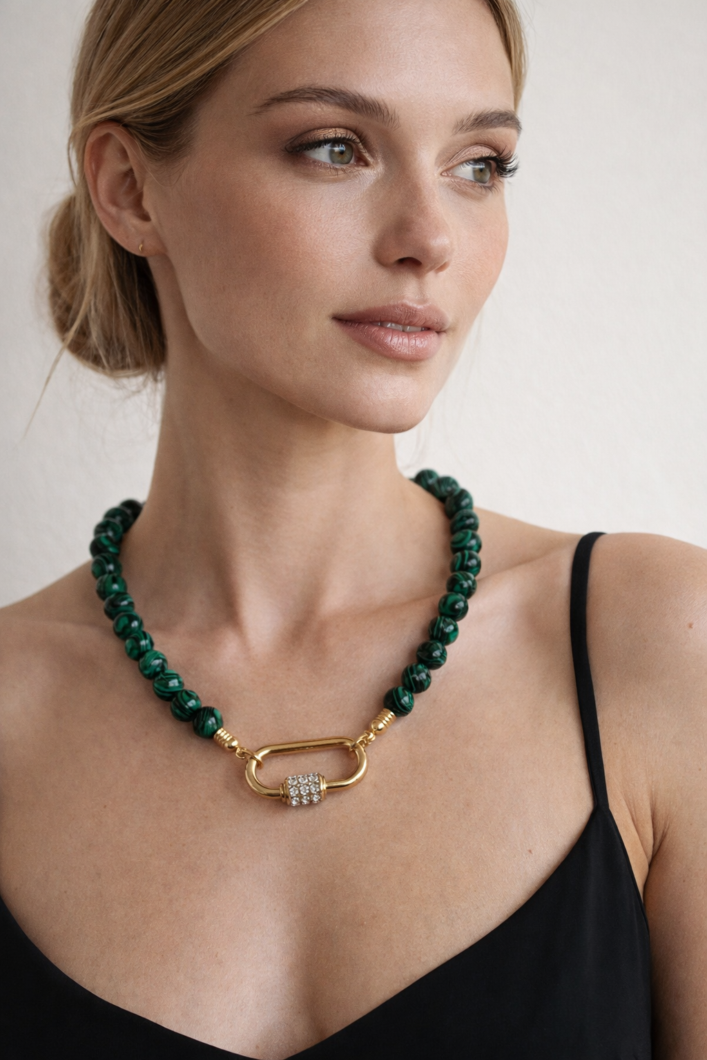 10mm Faux Malachite Necklace