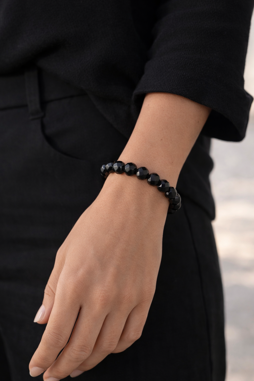 Faceted Black Onyx Bracelet