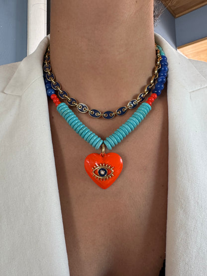 Santorini coastal charm necklace — handmade in Florida by AVINZIA