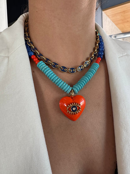 Santorini coastal charm necklace — handmade in Florida by AVINZIA
