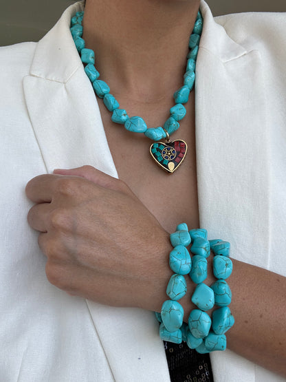 Set of three turquoise-look beaded bracelets by AVINZIA