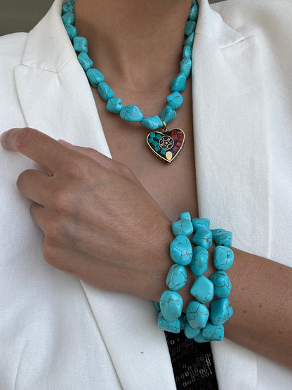 Set of three turquoise-look beaded bracelets — AVINZIA handmade jewelry