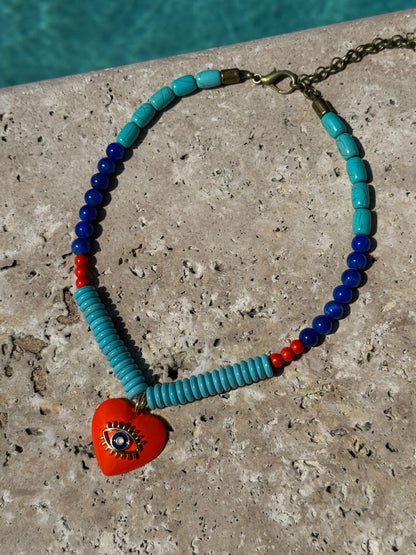 Santorini coastal charm necklace — gift-ready handmade jewelry by AVINZIA