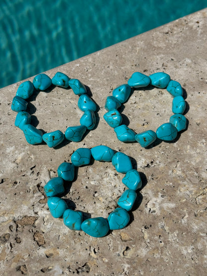 Set of three turquoise-look beaded bracelets — handmade in Florida by AVINZIA