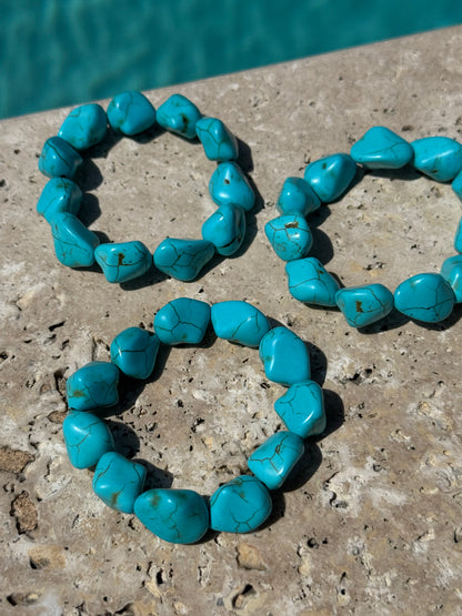 Set of three turquoise-look beaded bracelets by AVINZIA — handmade coastal jewelry
