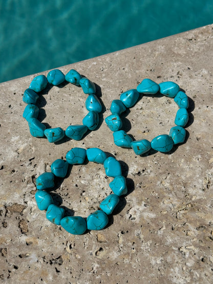 Set of three turquoise-look beaded bracelets — handmade in Florida by AVINZIA