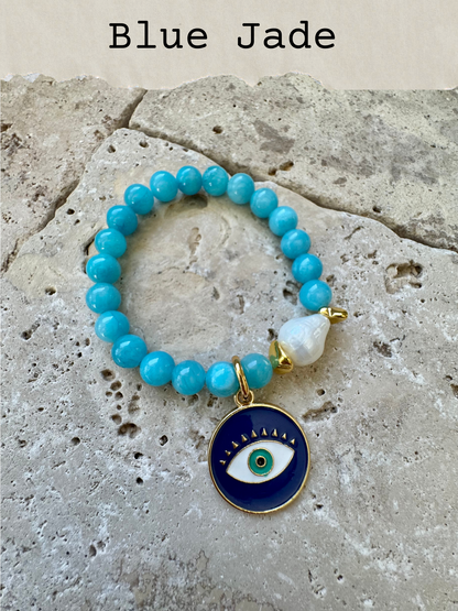 Custom gemstone charm bracelet with choice of stones — gift-ready handmade jewelry by AVINZIA