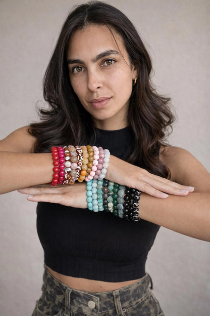 Natural gemstone bracelets — custom layered stack by AVINZIA
