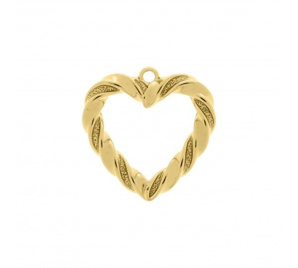 Twisted Heart Pendant in Gold 30mm