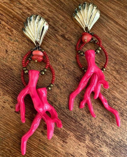 Pink Beaded Bohemian Earrings | Beaded Summer Earrings | Dangling Earrings | Chandelier Earrings for Women | Colorful Earrings