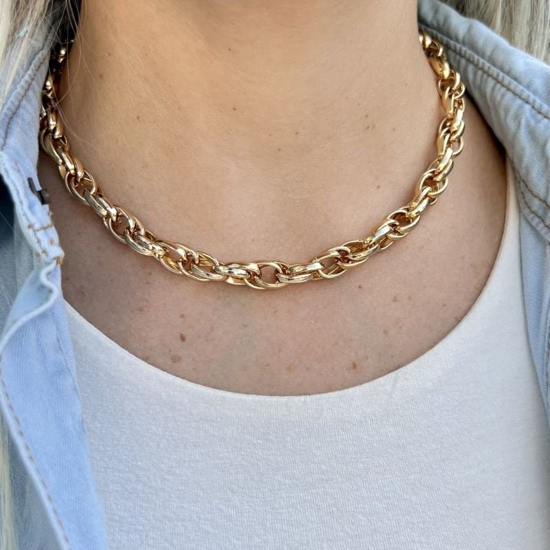 Multi link chain necklace | Chunky gold chain for women | Multi link chain bracelet | Twisted gold chain necklace set | Gift for her