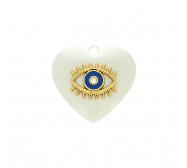 Evil Eye Heart Pendant Charm | 30mm Cute necklace | Mothers Day Jewelry Gift| Gift for Mom | Mothers Day Jewelry Gift | Fashion Jewelry