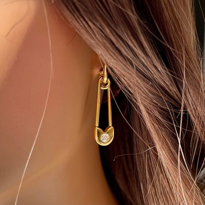 Safety Pin Earrings | Dainty Earrings, Gothic Earrings, Delicate Earrings, Paperclip Earrings, Cute Earrings, Weird Earrings Gift For Mom