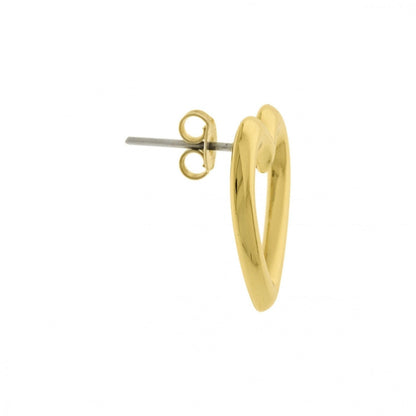 Delicate gold earrings worn