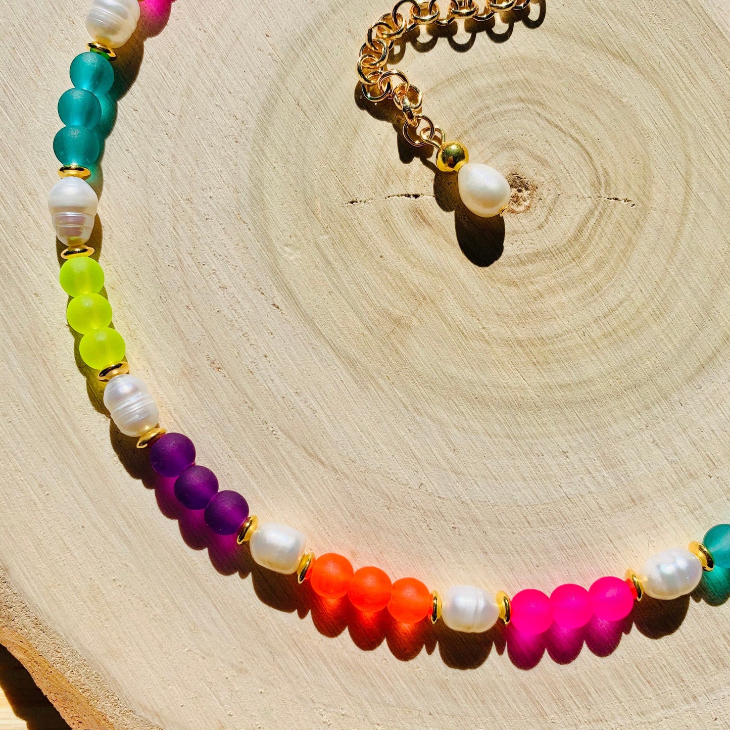 Colorful Beaded Necklace Colorful Necklace Pearl Necklace Beaded Pearl Necklace Colorful Pearl Necklace Beaded Choker Rainbow Necklace