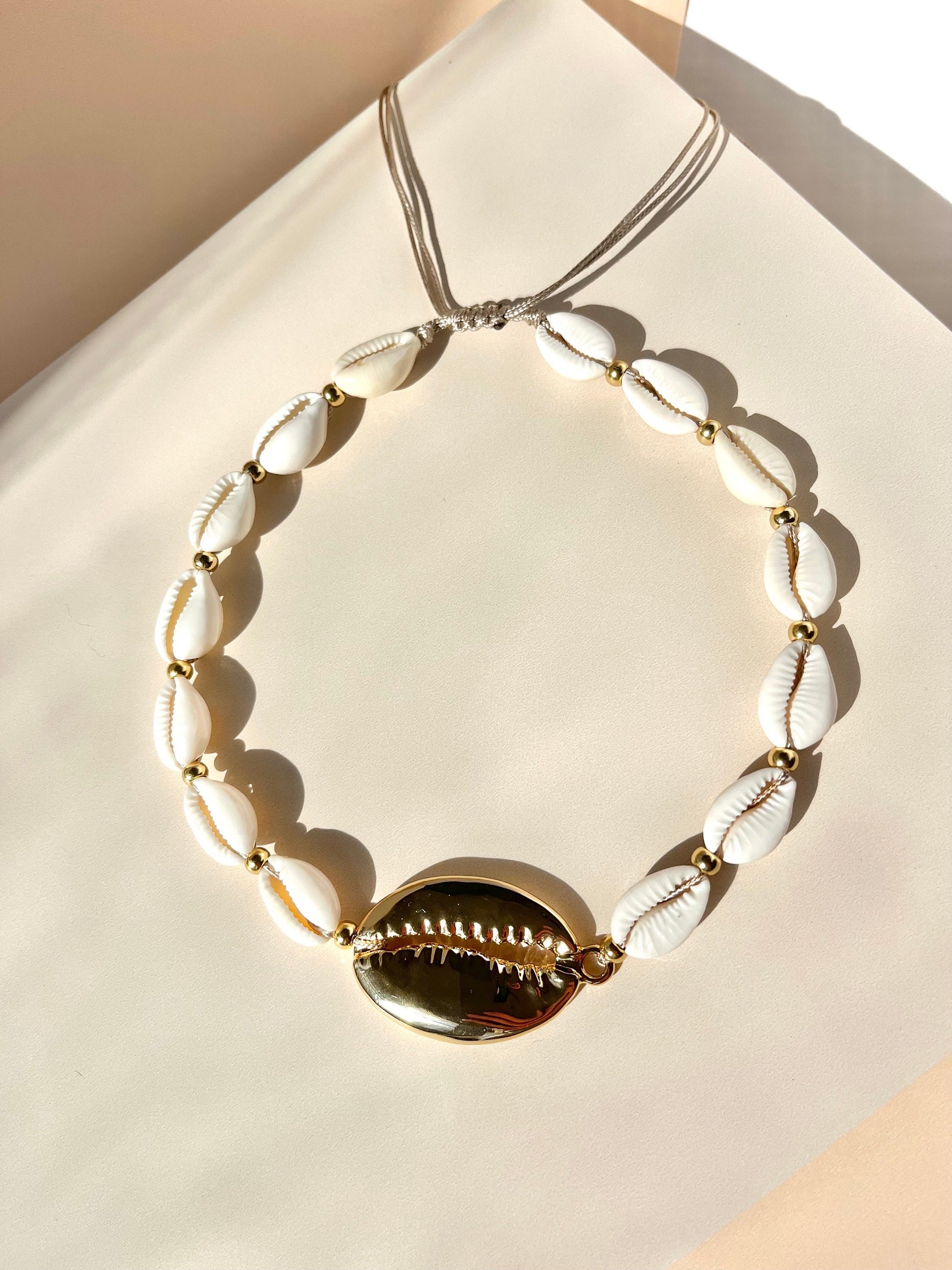 Gold medallion cowrie shell choker necklace Large cowrie shell statement collar gold filled luxury cowrie shell jewelry for her