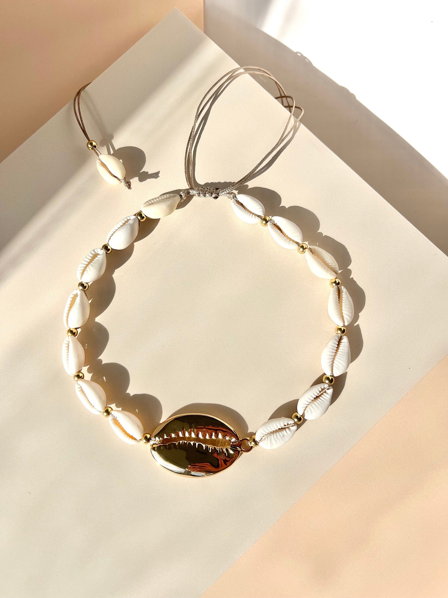 Gold medallion cowrie shell choker necklace Large cowrie shell statement collar gold filled luxury cowrie shell jewelry for her